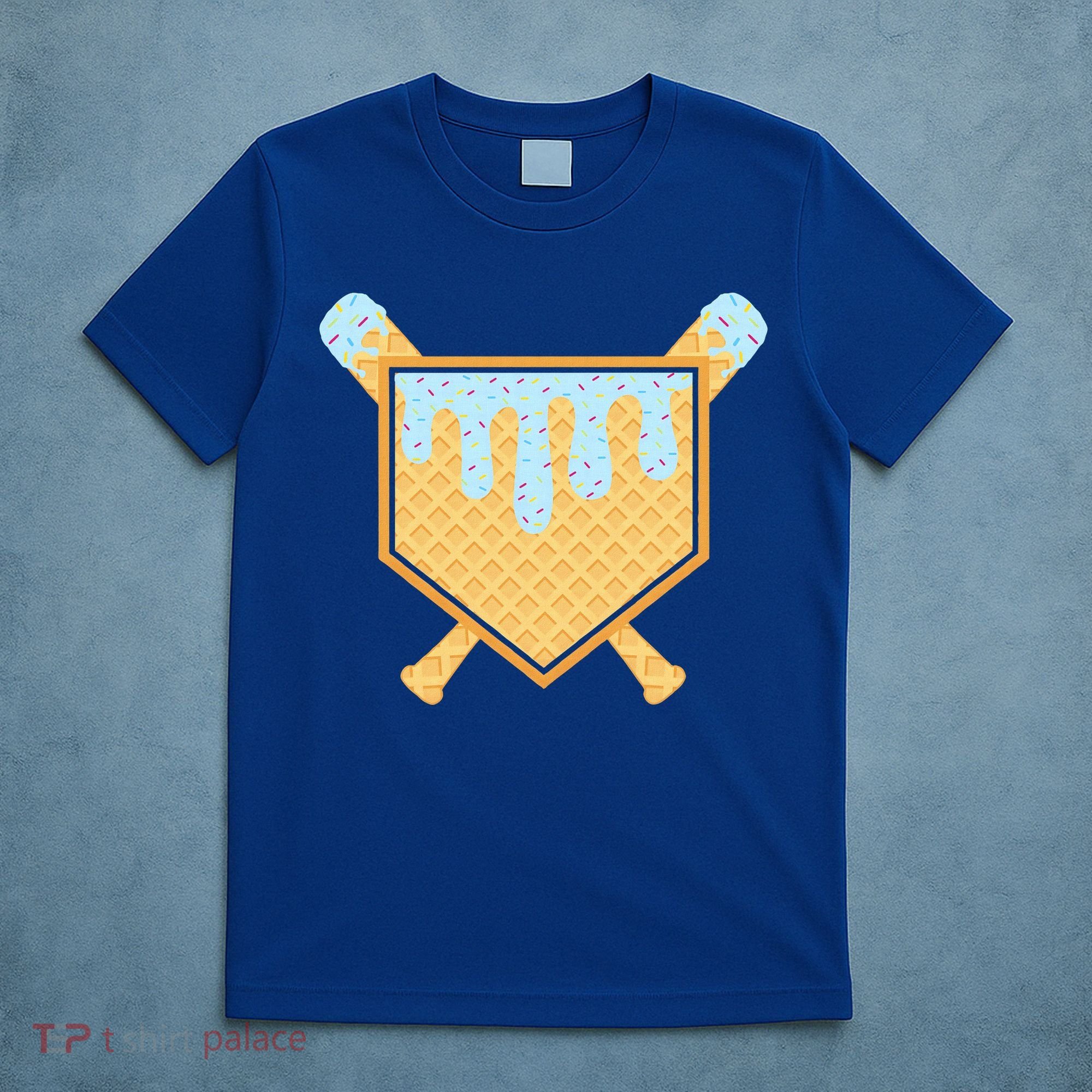 Baseball Drip Ice Cream Waffle Cone Bat Sports T-Shirt