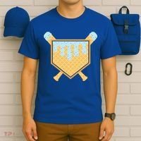 Baseball Drip Ice Cream Waffle Cone Bat Sports T-Shirt thumb 6