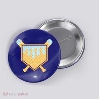 Baseball Drip Ice Cream Waffle Cone Bat Sports Button thumb 0