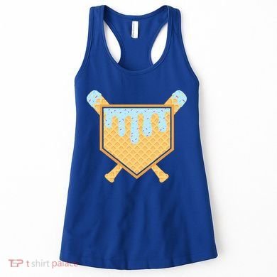 Baseball Drip Ice Cream Waffle Cone Bat Sports Women's Tank Top