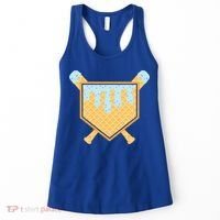 Baseball Drip Ice Cream Waffle Cone Bat Sports Women's Tank Top thumb 0