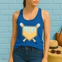 Baseball Drip Ice Cream Waffle Cone Bat Sports Women's Tank Top thumb 2