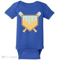 Baseball Drip Ice Cream Waffle Cone Bat Sports Baby Bodysuit thumb 0