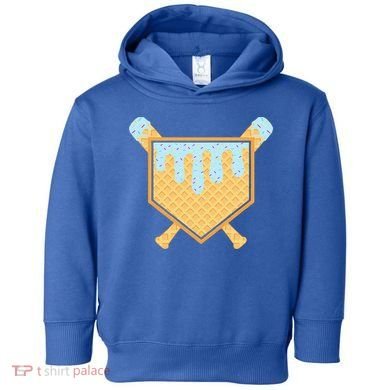 Baseball Drip Ice Cream Waffle Cone Bat Sports Toddler Hoodie