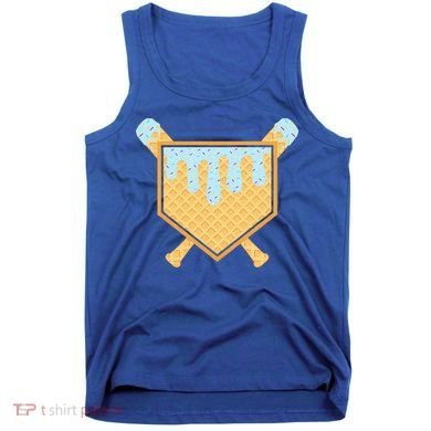 Baseball Drip Ice Cream Waffle Cone Bat Sports Tank Top