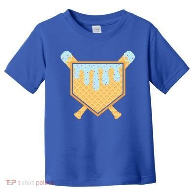 Baseball Drip Ice Cream Waffle Cone Bat Sports Toddler T-Shirt