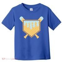 Baseball Drip Ice Cream Waffle Cone Bat Sports Toddler T-Shirt thumb 0