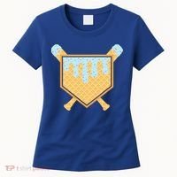 Baseball Drip Ice Cream Waffle Cone Bat Sports Women's T-Shirt thumb 0