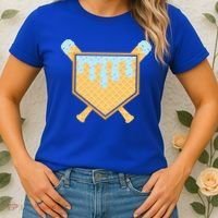Baseball Drip Ice Cream Waffle Cone Bat Sports Women's T-Shirt thumb 2