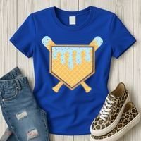 Baseball Drip Ice Cream Waffle Cone Bat Sports Women's T-Shirt thumb 3