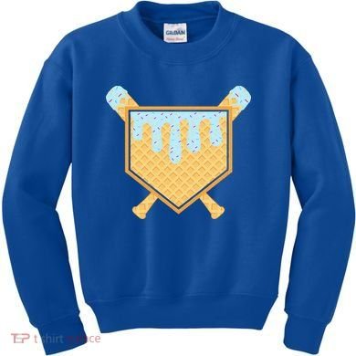 Baseball Drip Ice Cream Waffle Cone Bat Sports Kids Sweatshirt