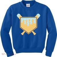 Baseball Drip Ice Cream Waffle Cone Bat Sports Kids Sweatshirt thumb 0