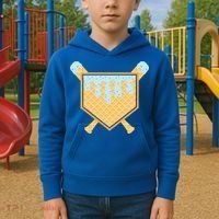 Baseball Drip Ice Cream Waffle Cone Bat Sports Kids Hoodie thumb 2