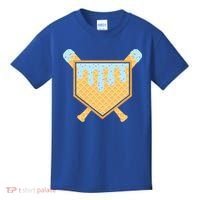 Baseball Drip Ice Cream Waffle Cone Bat Sports Kids T-Shirt thumb 0