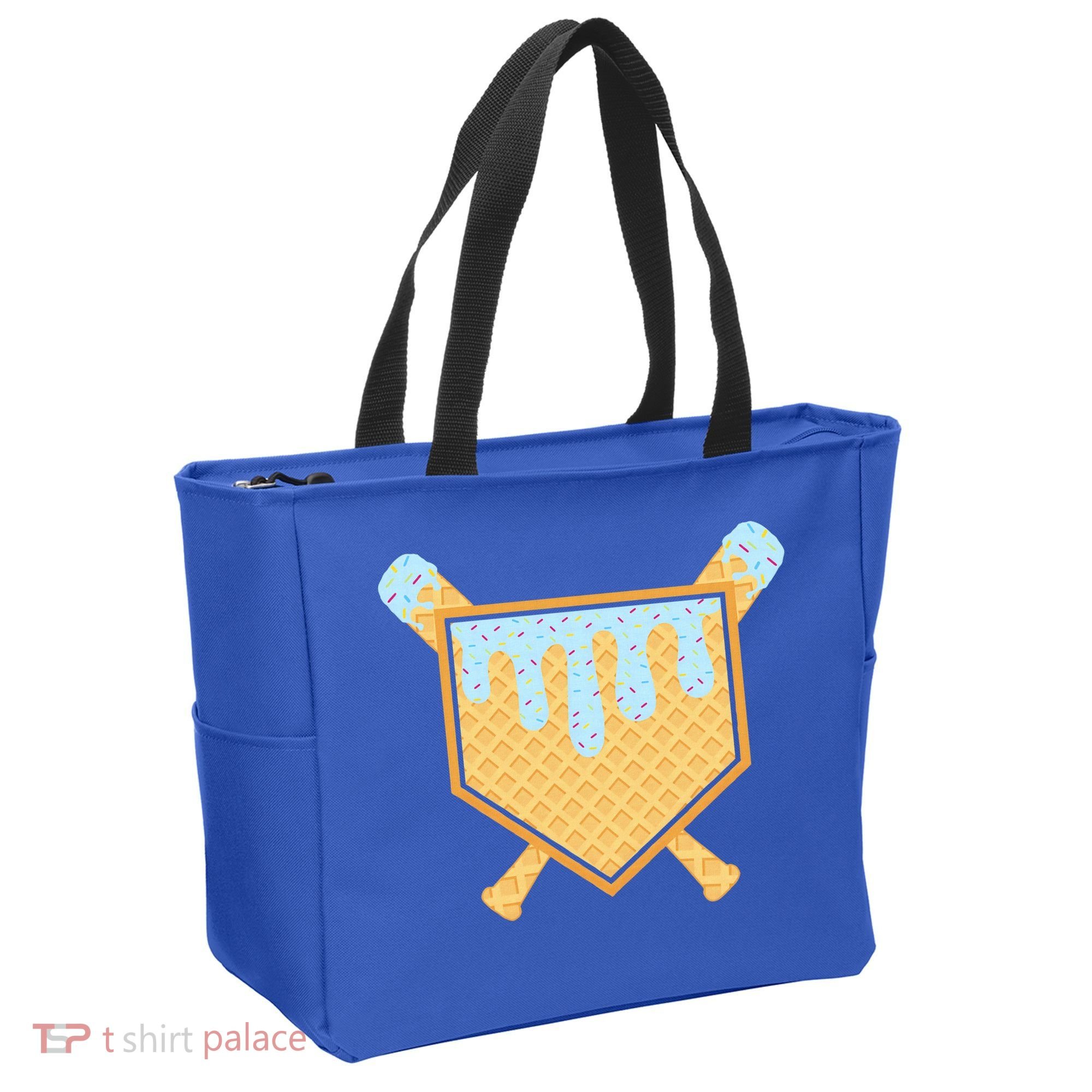 Baseball Drip Ice Cream Waffle Cone Bat Sports Tote Bag
