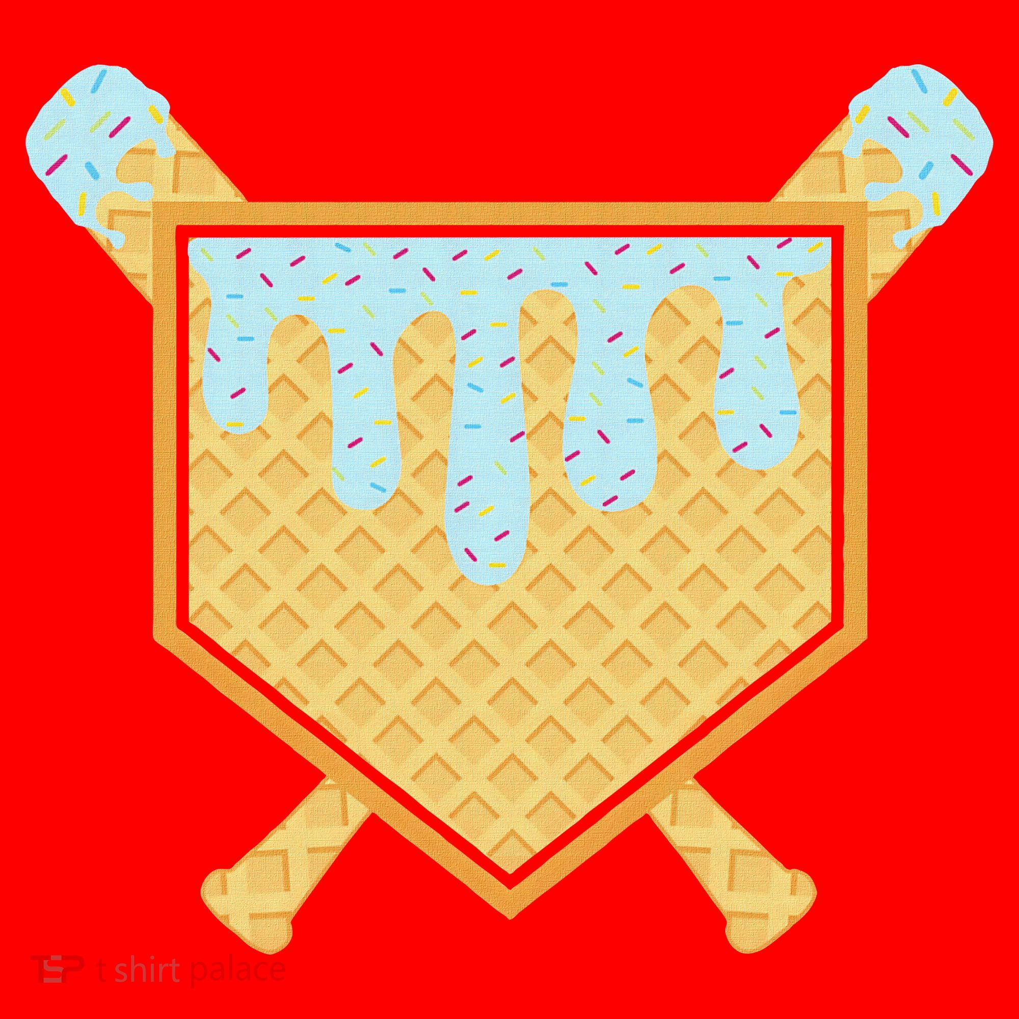 Baseball Drip Ice Cream Waffle Cone Bat Sports Santa Hat