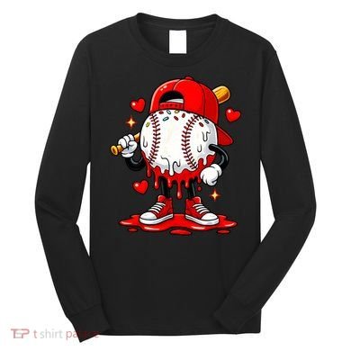 Baseball Drip Ice Cream Apparel Valentines Day Long Sleeve Shirt