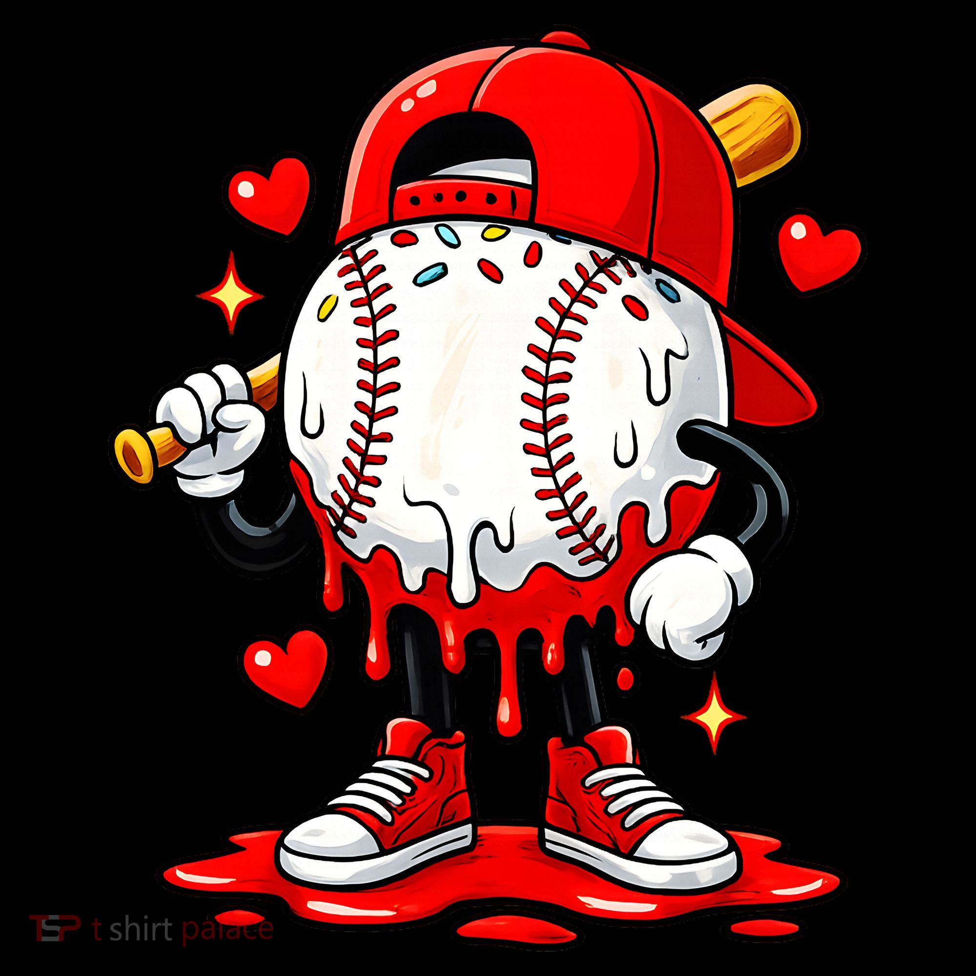 Baseball Drip Ice Cream Apparel Valentines Day Long Sleeve Shirt