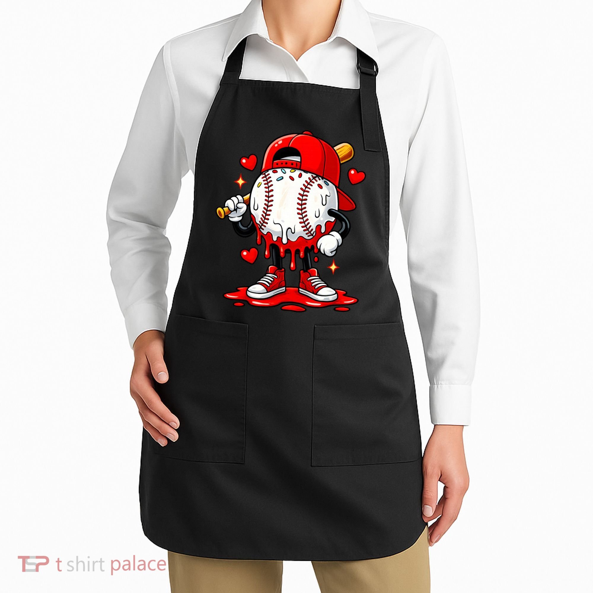 Baseball Drip Ice Cream Apparel Valentines Day Apron