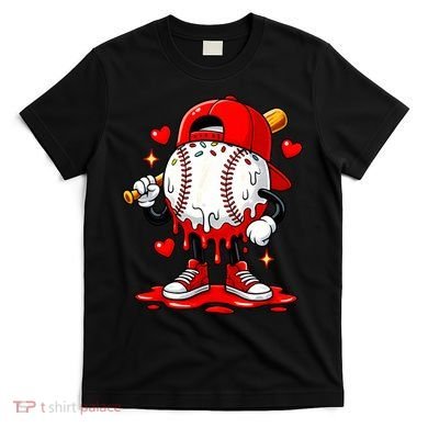 Baseball Drip Ice Cream Apparel Valentines Day T-Shirt