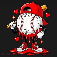 Baseball Drip Ice Cream Apparel Valentines Day Bucket Hat thumb 4