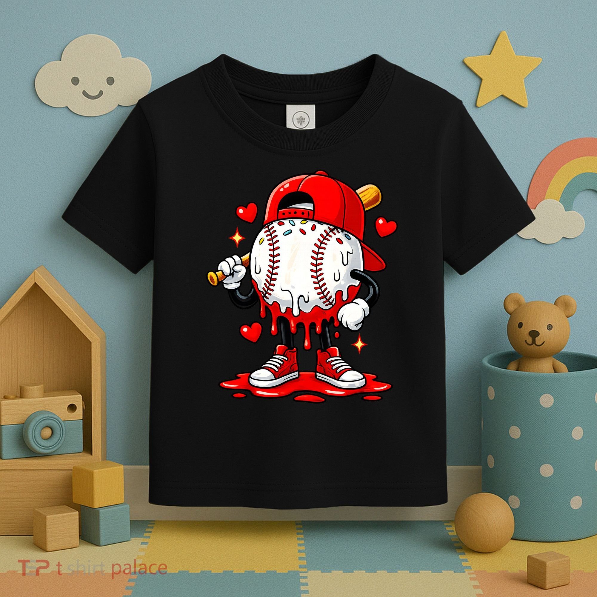 Baseball Drip Ice Cream Apparel Valentines Day Toddler T-Shirt
