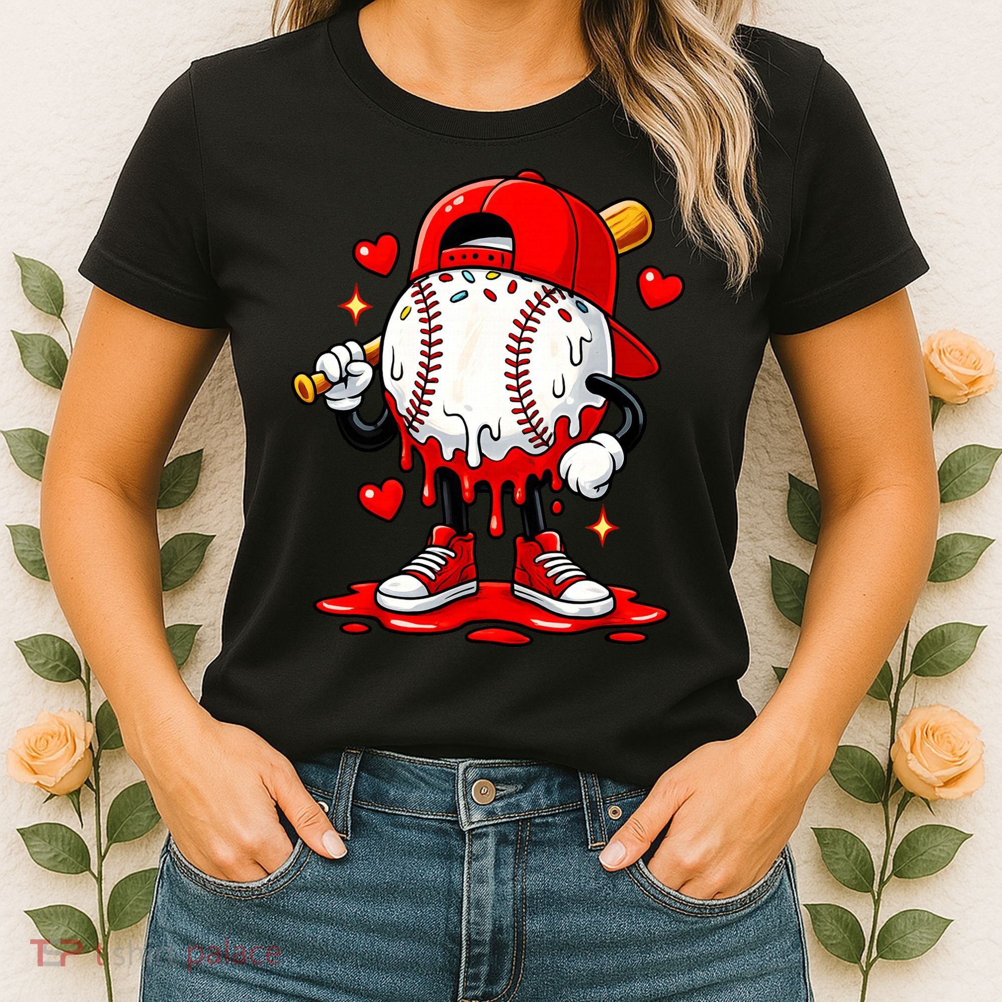 Baseball Drip Ice Cream Apparel Valentines Day Women's T-Shirt
