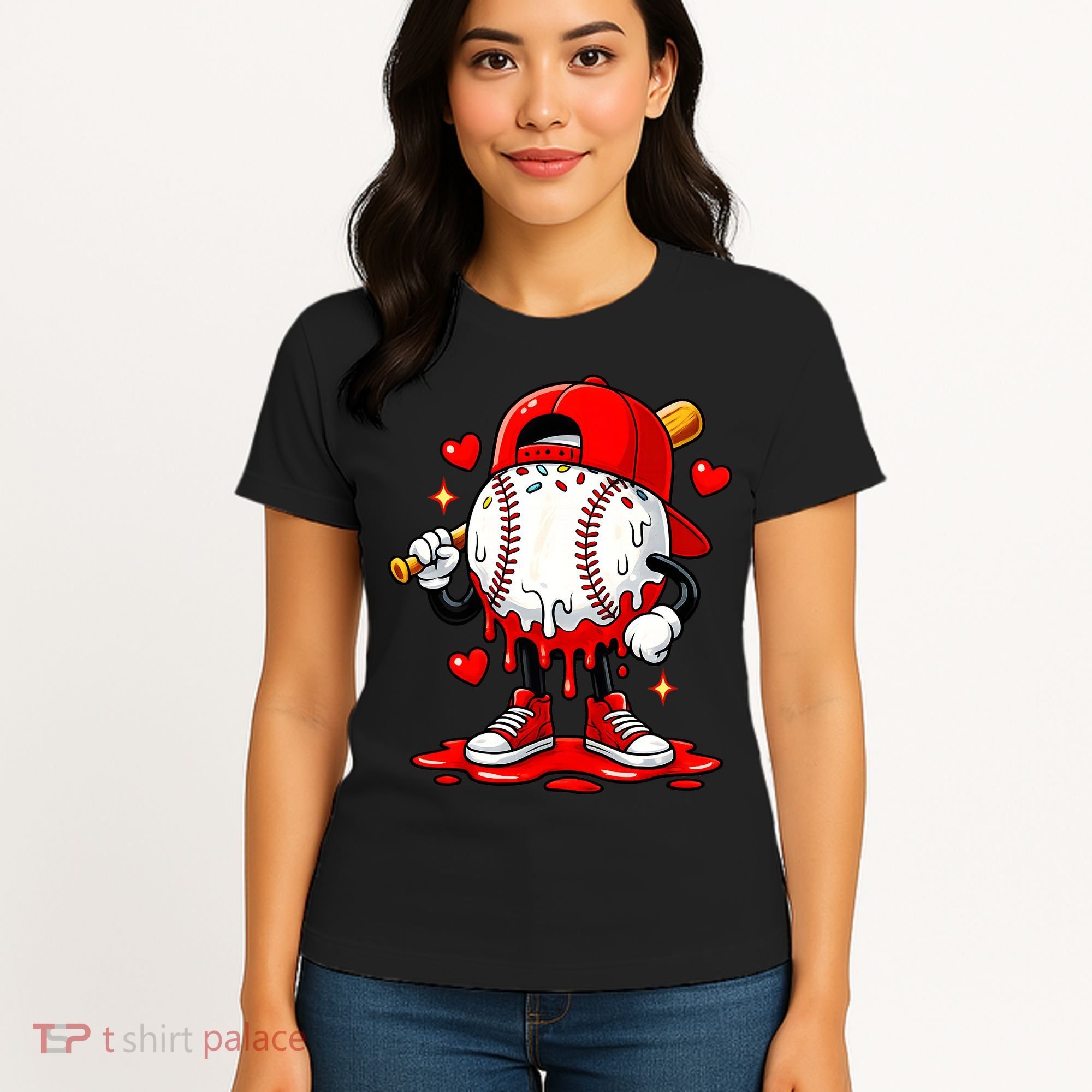 Baseball Drip Ice Cream Apparel Valentines Day Women's T-Shirt
