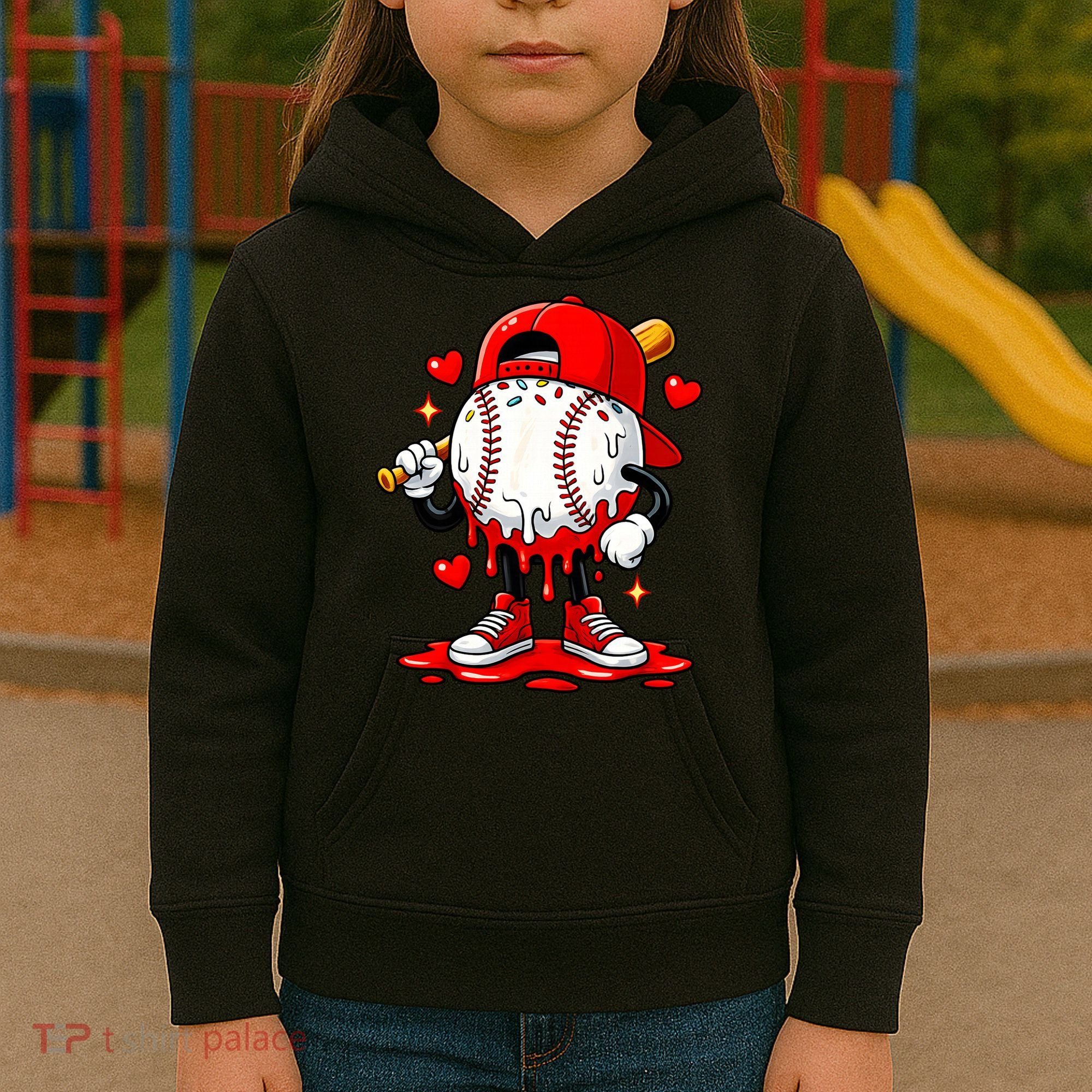 Baseball Drip Ice Cream Apparel Valentines Day Kids Hoodie
