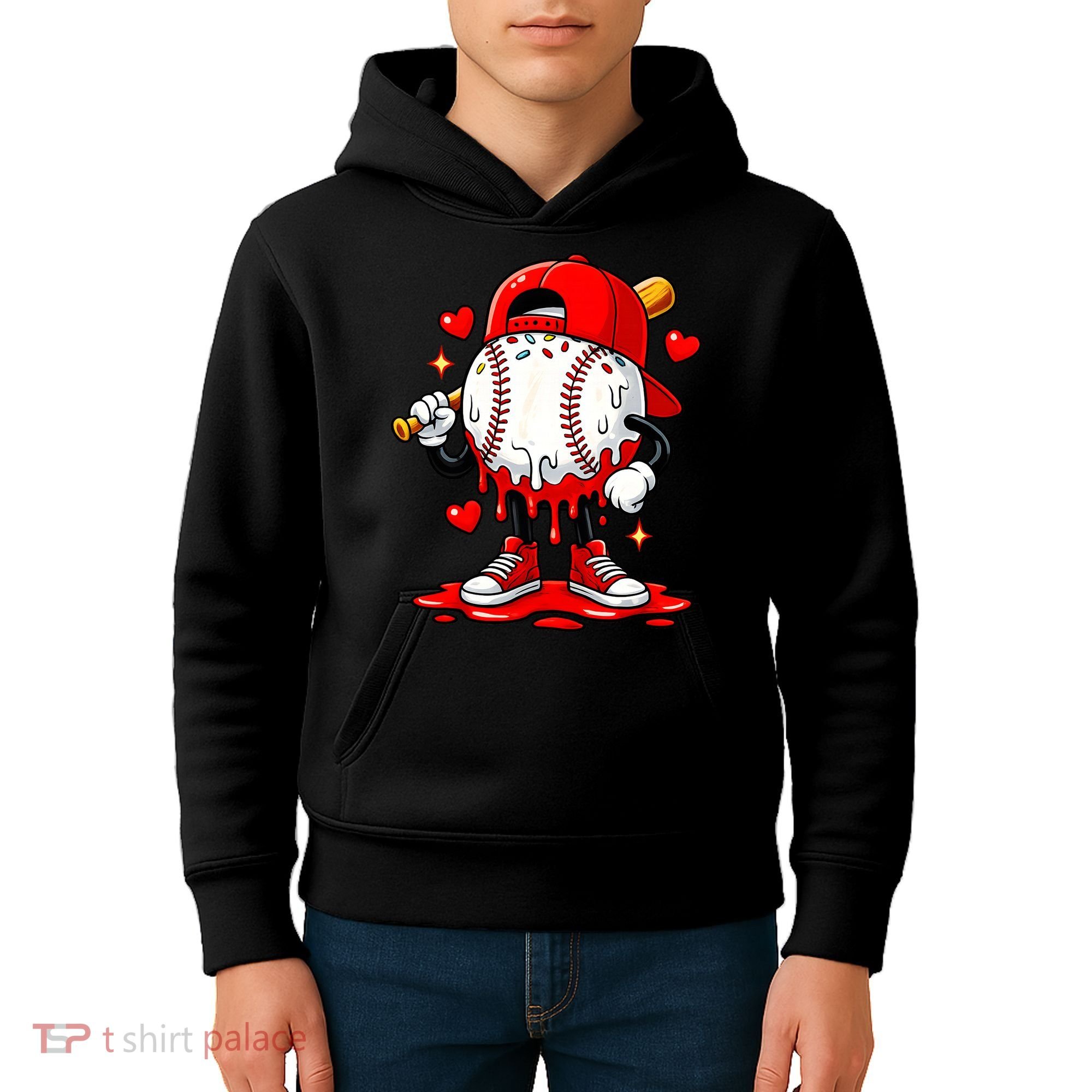 Baseball Drip Ice Cream Apparel Valentines Day Kids Hoodie