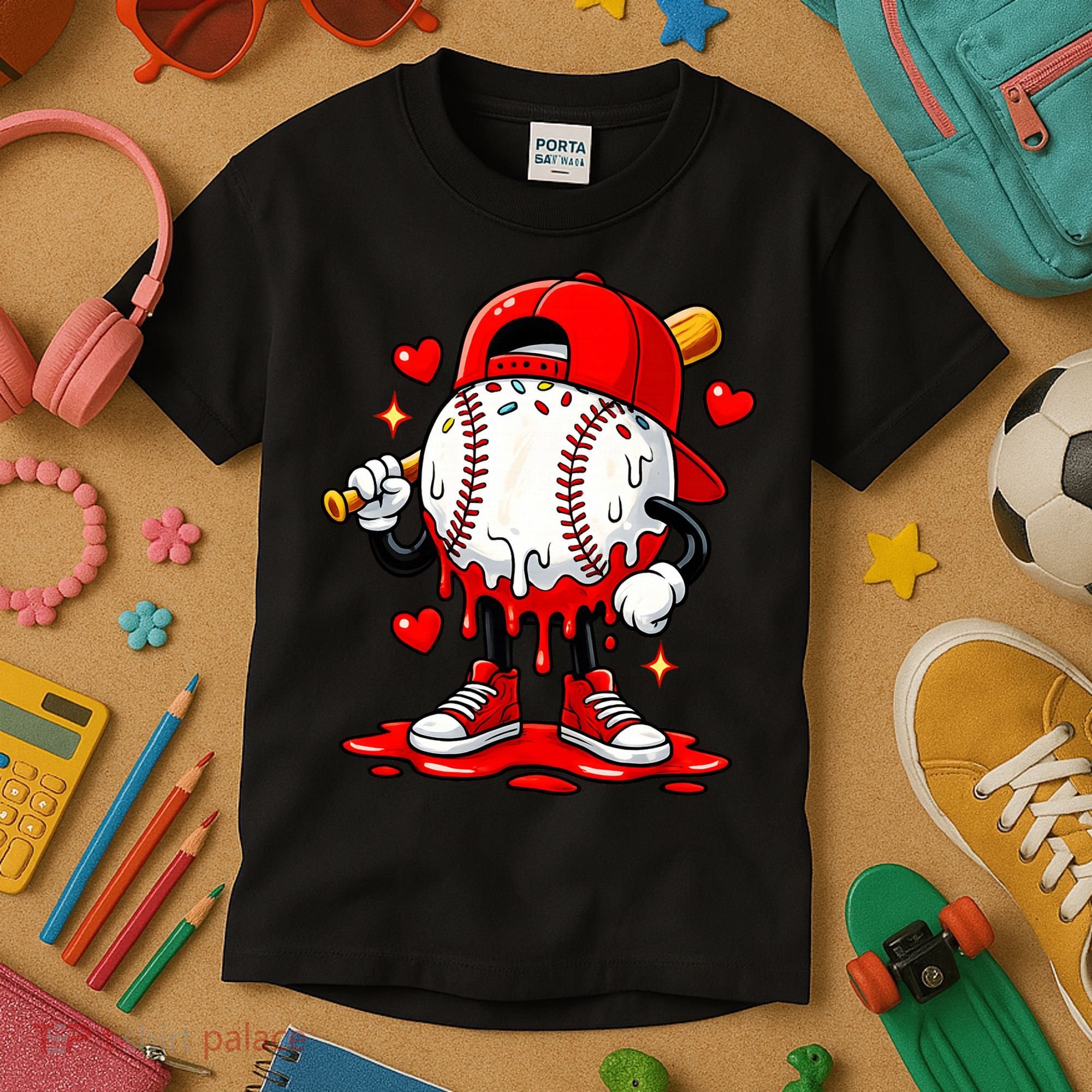 Baseball Drip Ice Cream Apparel Valentines Day Kids T-Shirt