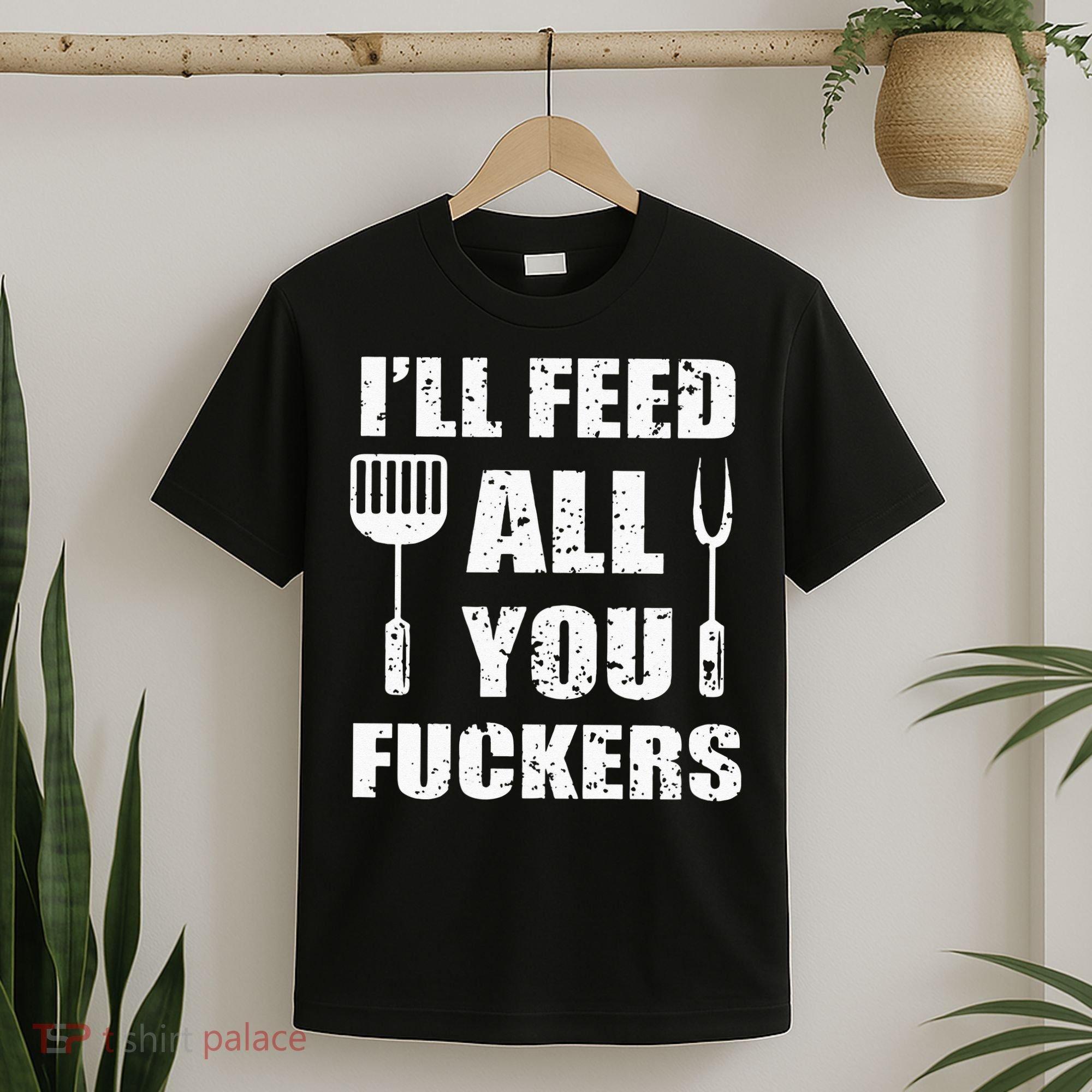 BBQ Dad Joke I'll Feed All You Fuckers Barbecue Cookout Chef T-Shirt