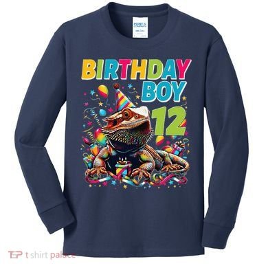 Bearded Dragon Lizard12th Birthday 12 Year Old Kids Long Sleeve Shirt