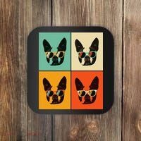 Bostie Dog Lover Gift Funny Boston Terrier With Sunglasses Coaster thumb 0