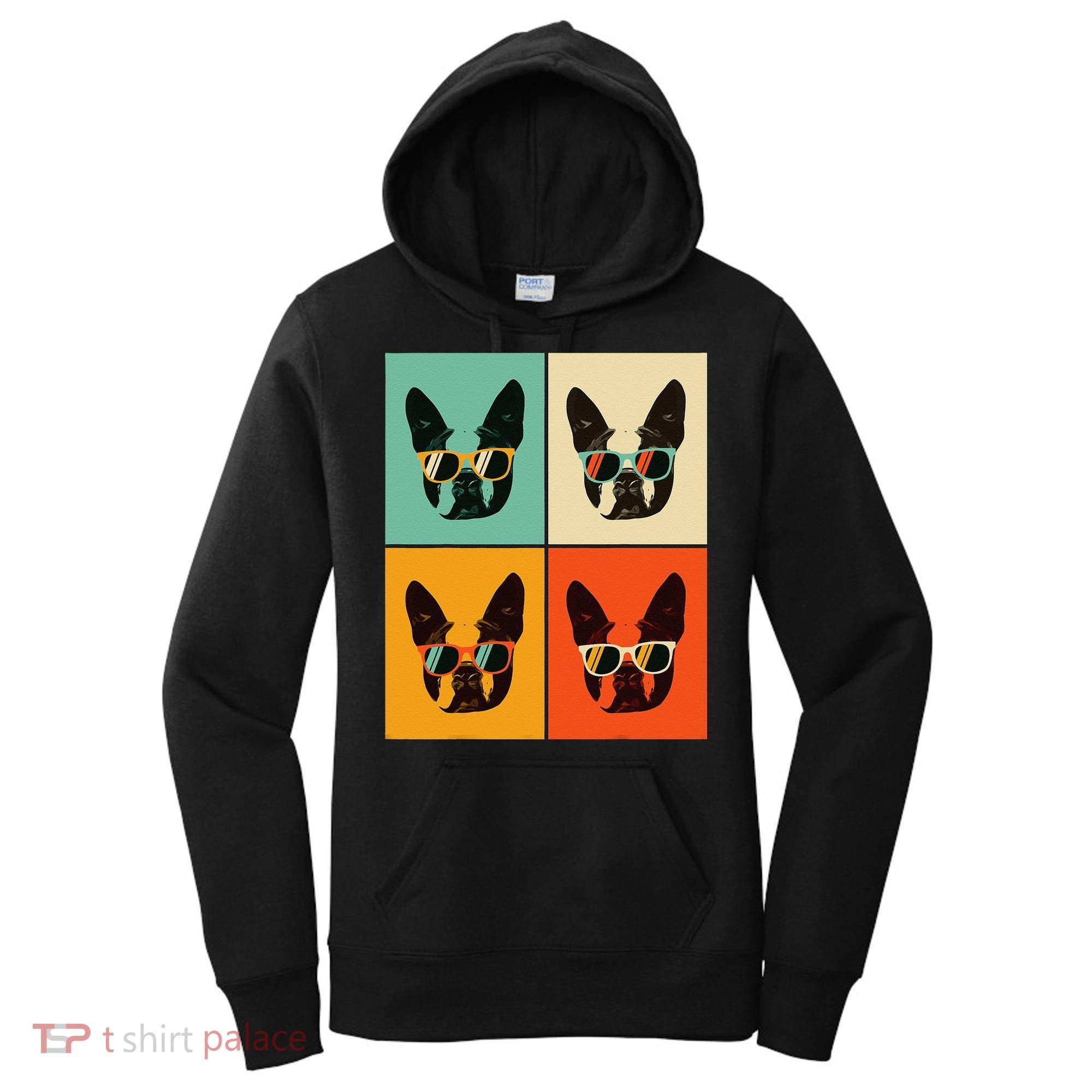 Bostie Dog Lover Gift Funny Boston Terrier With Sunglasses Women's Hoodie