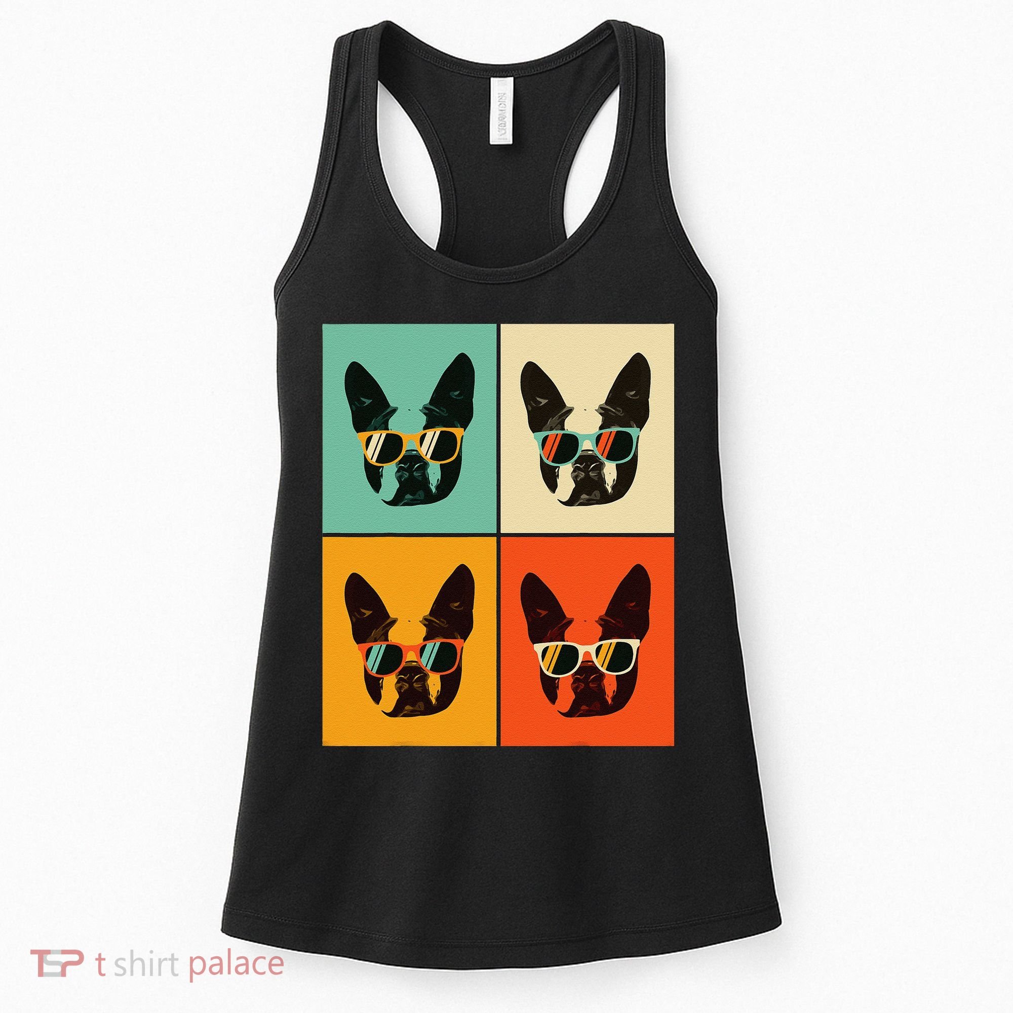 Bostie Dog Lover Gift Funny Boston Terrier With Sunglasses Women's Tank Top