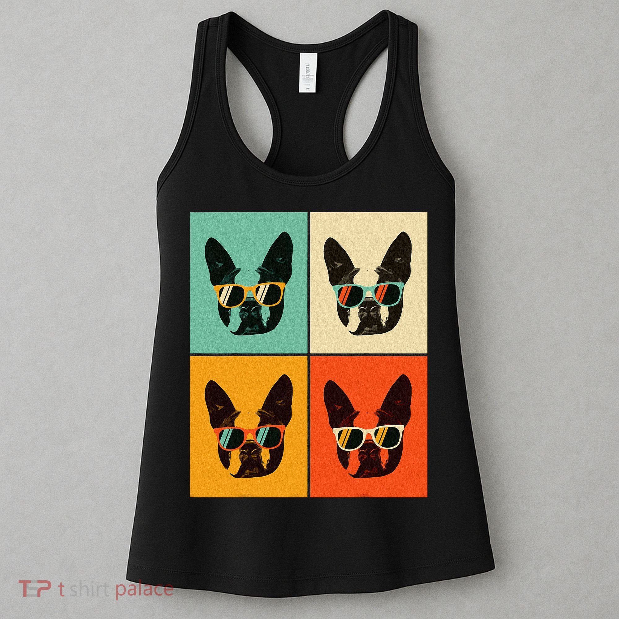 Bostie Dog Lover Gift Funny Boston Terrier With Sunglasses Women's Tank Top