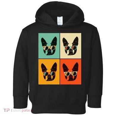 Bostie Dog Lover Gift Funny Boston Terrier With Sunglasses Toddler Hoodie