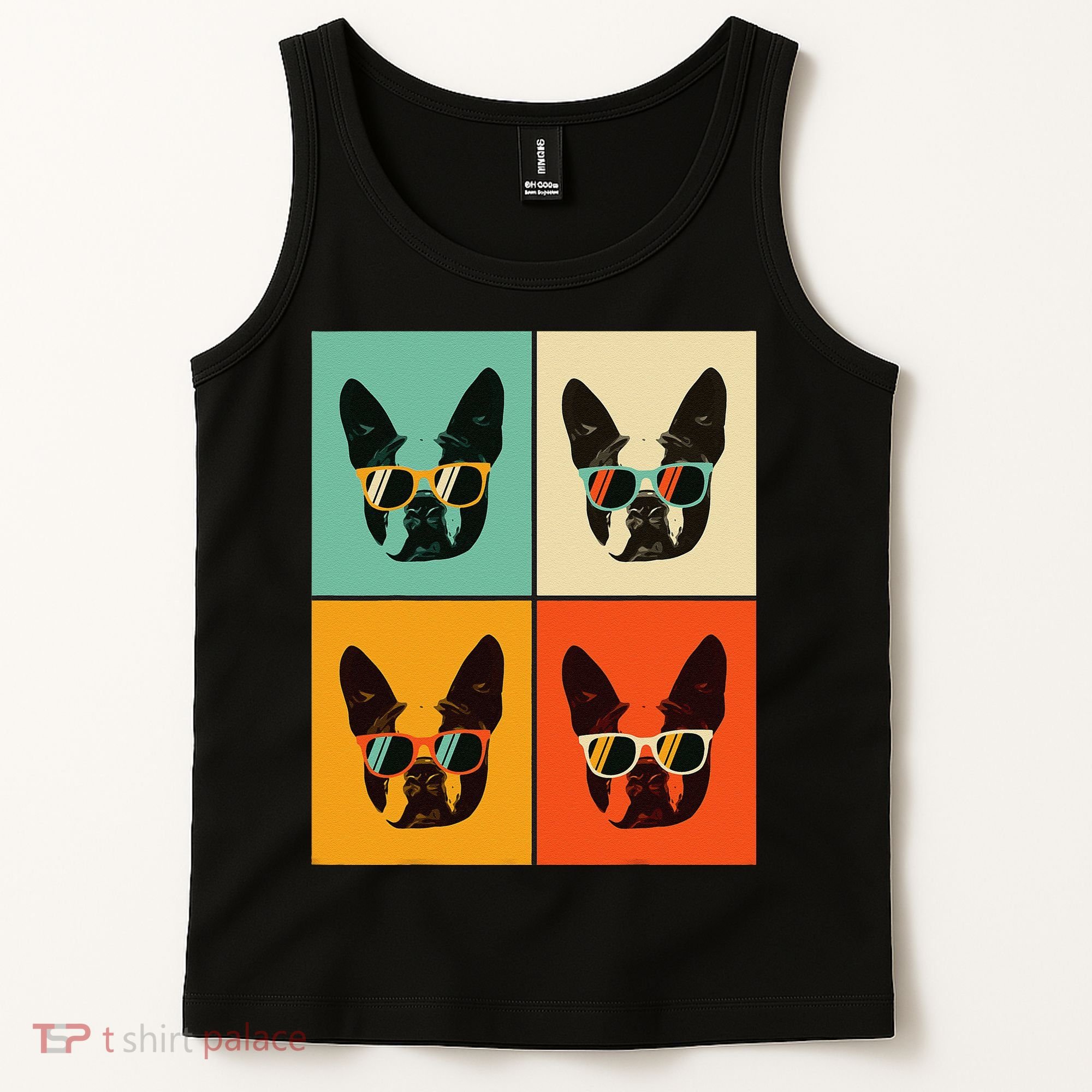 Bostie Dog Lover Gift Funny Boston Terrier With Sunglasses Tank Top