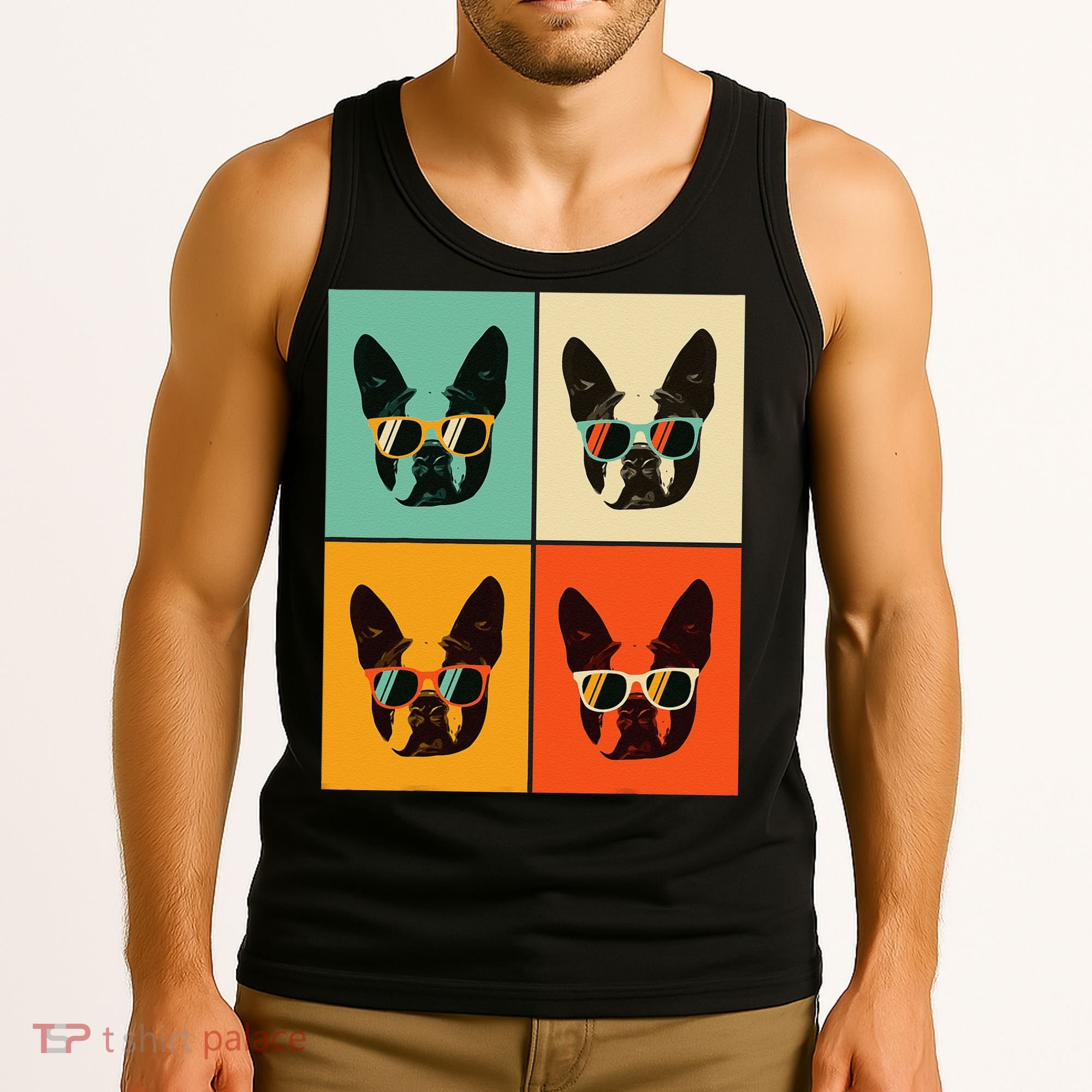 Bostie Dog Lover Gift Funny Boston Terrier With Sunglasses Tank Top