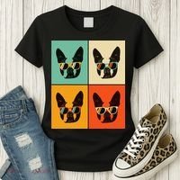Bostie Dog Lover Gift Funny Boston Terrier With Sunglasses Women's T-Shirt thumb 3