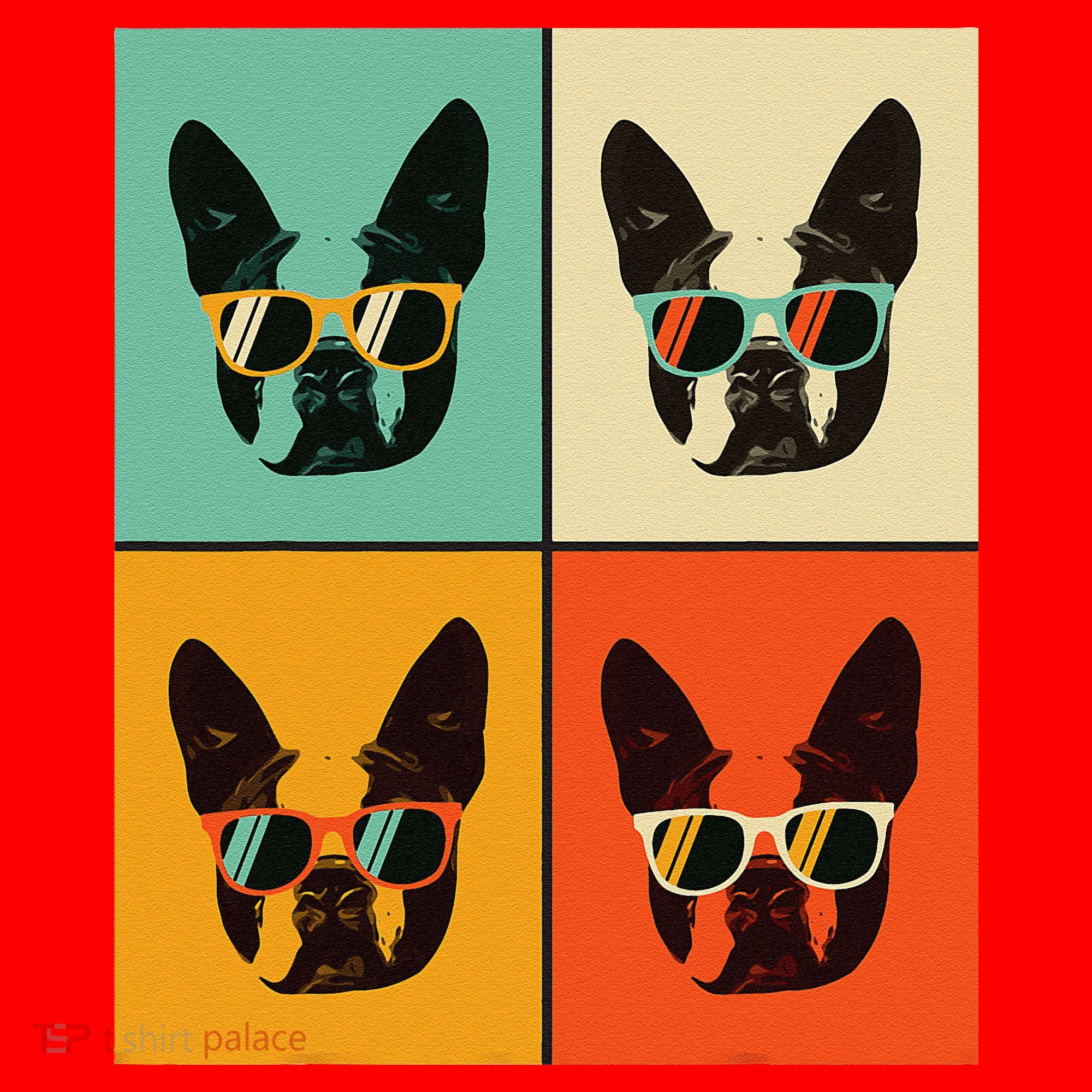 Bostie Dog Lover Gift Funny Boston Terrier With Sunglasses Santa Hat