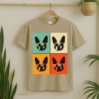 Bostie Dog Lover Gift Funny Boston Terrier With Sunglasses T-Shirt thumb 2