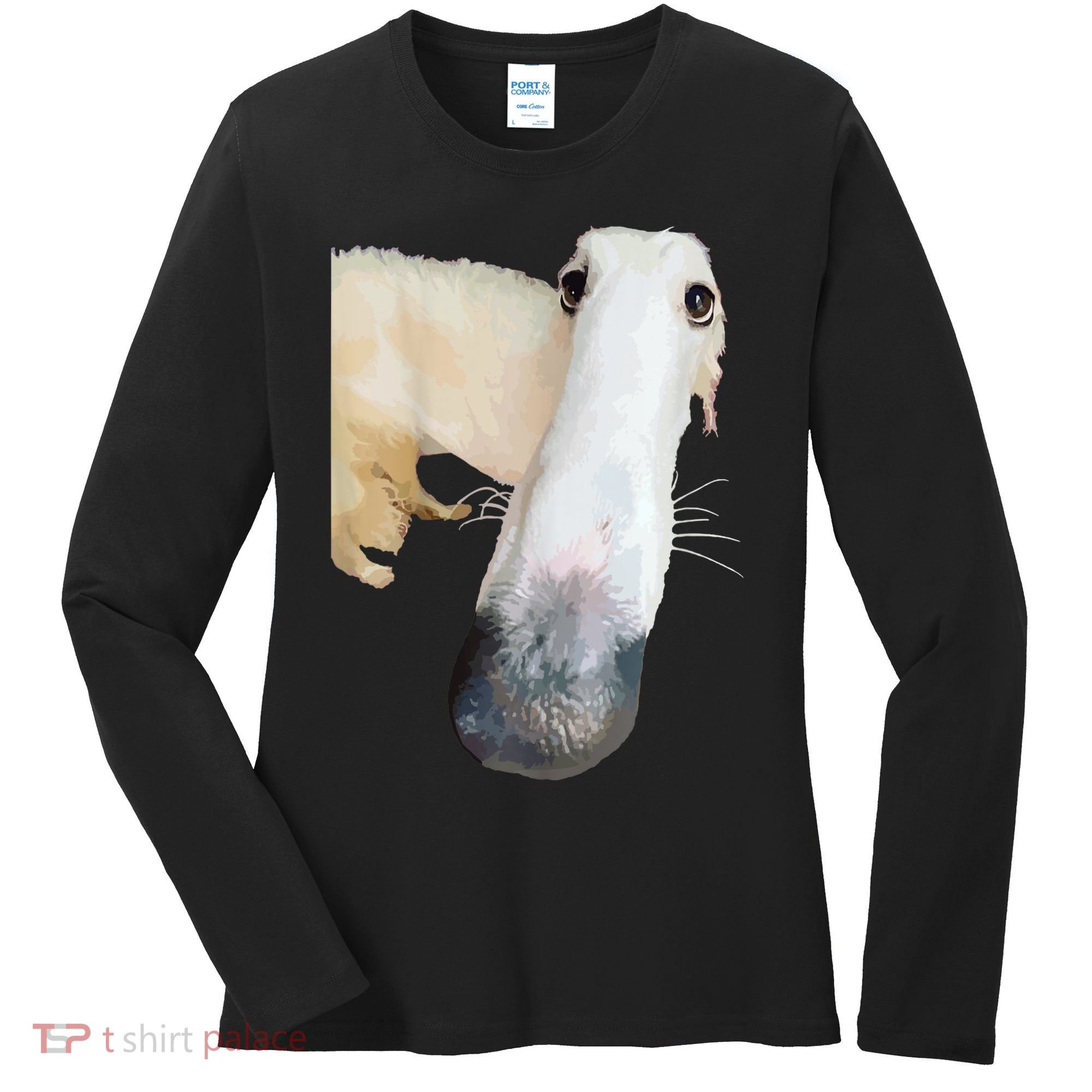 Borzoi Dog Meme Funny Long Nose Borzoi Russian Sighthound Women's Long Sleeve Shirt