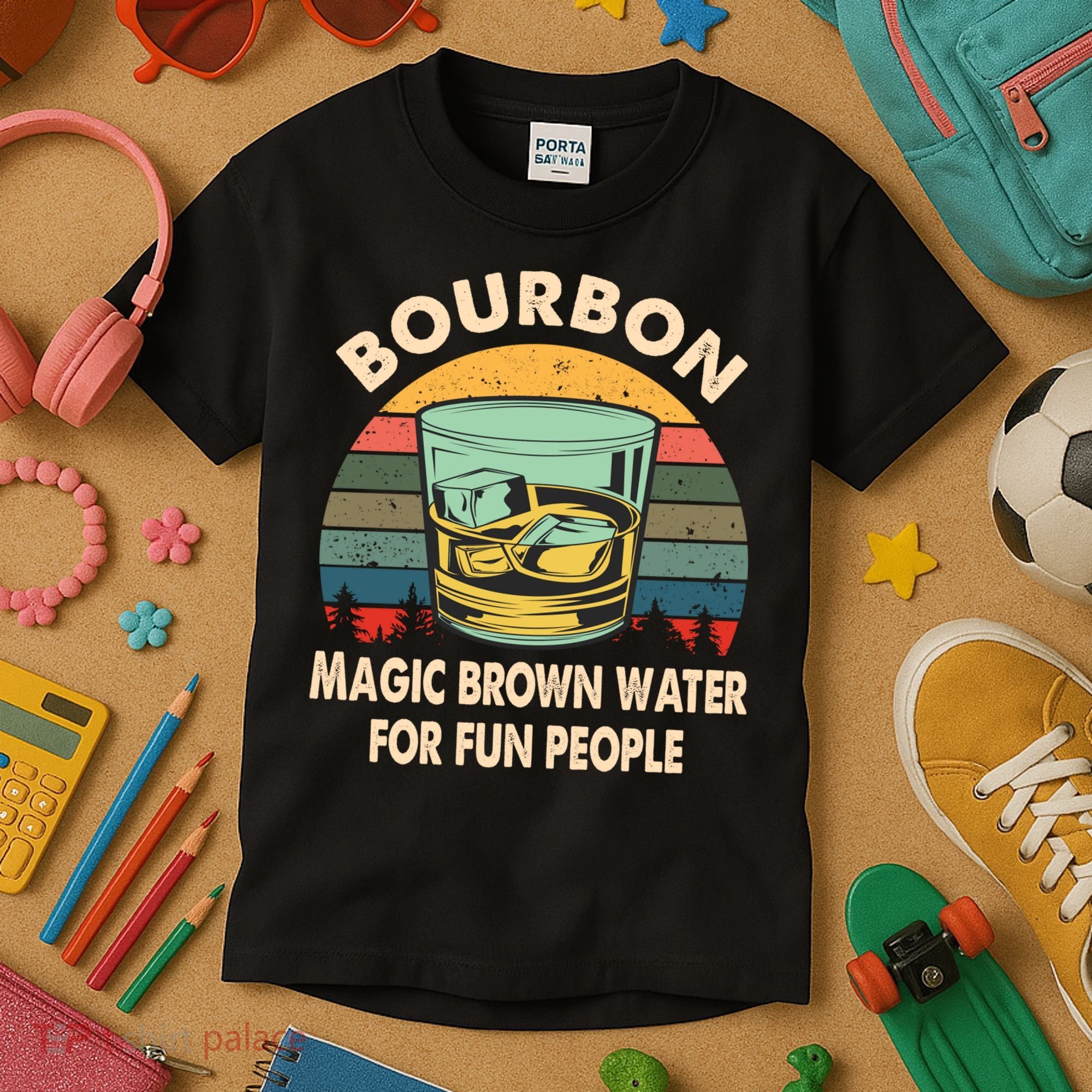 Bourbon Definition Magic Brown Water Retro Bourbon Gift Kids T-Shirt