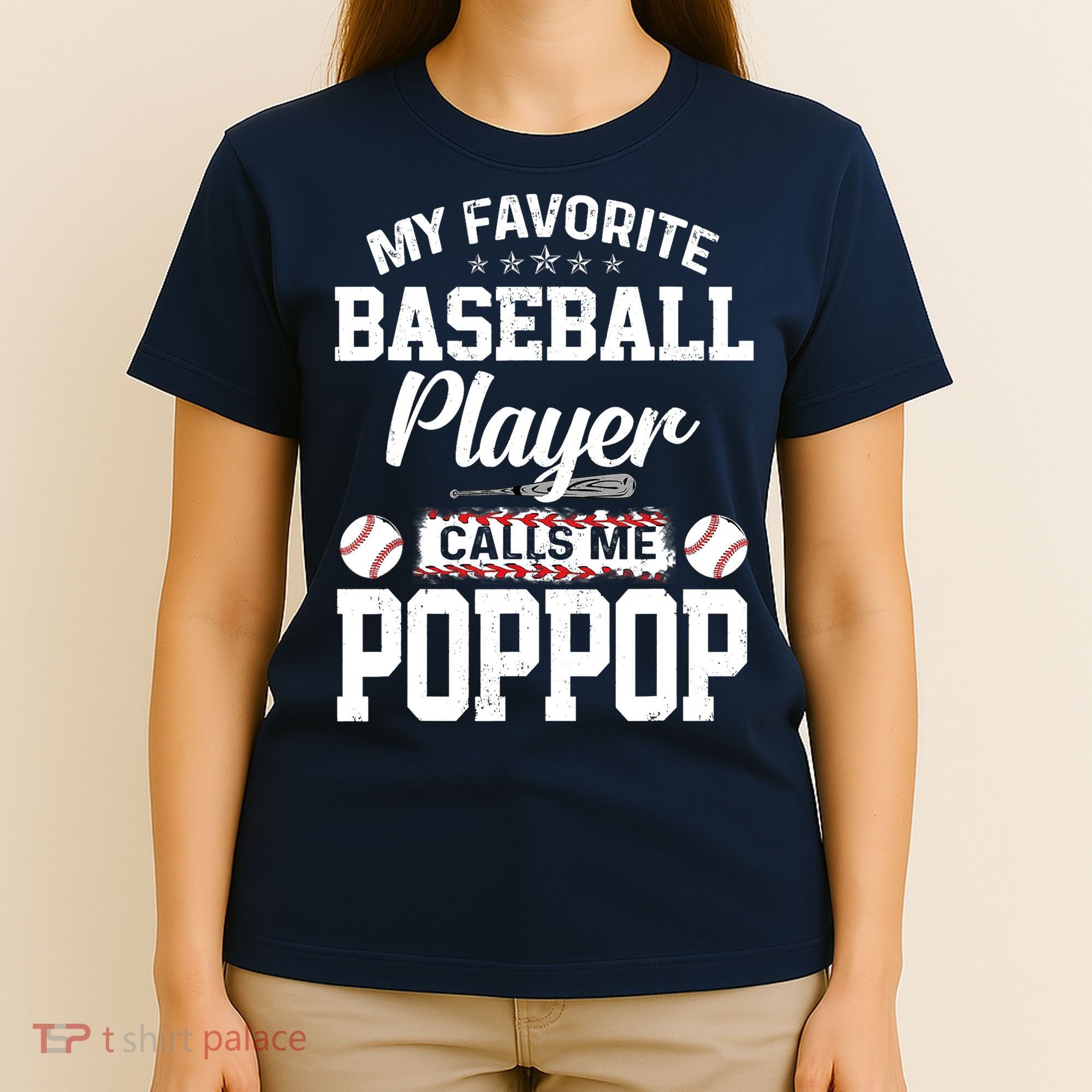 Baseball Dad My Favorite Baseball Player Calls Me PopPop T-Shirt
