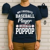 Baseball Dad My Favorite Baseball Player Calls Me PopPop T-Shirt thumb 6
