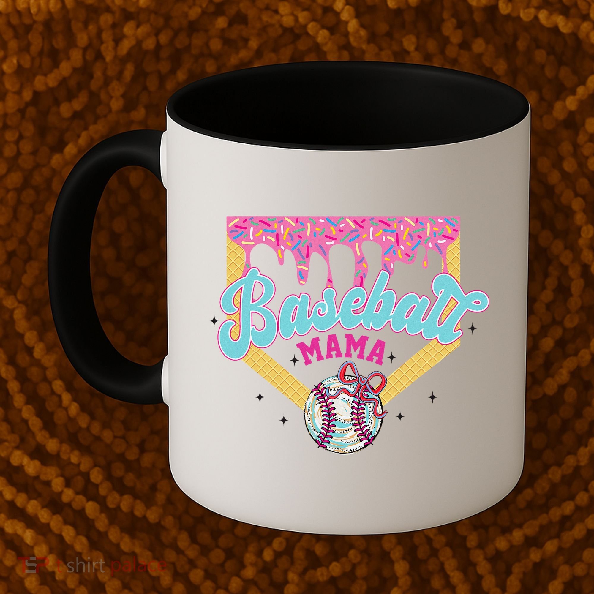 Baseball Drip Mama Ice Cream Drip Baseball Mom Coffee Mug