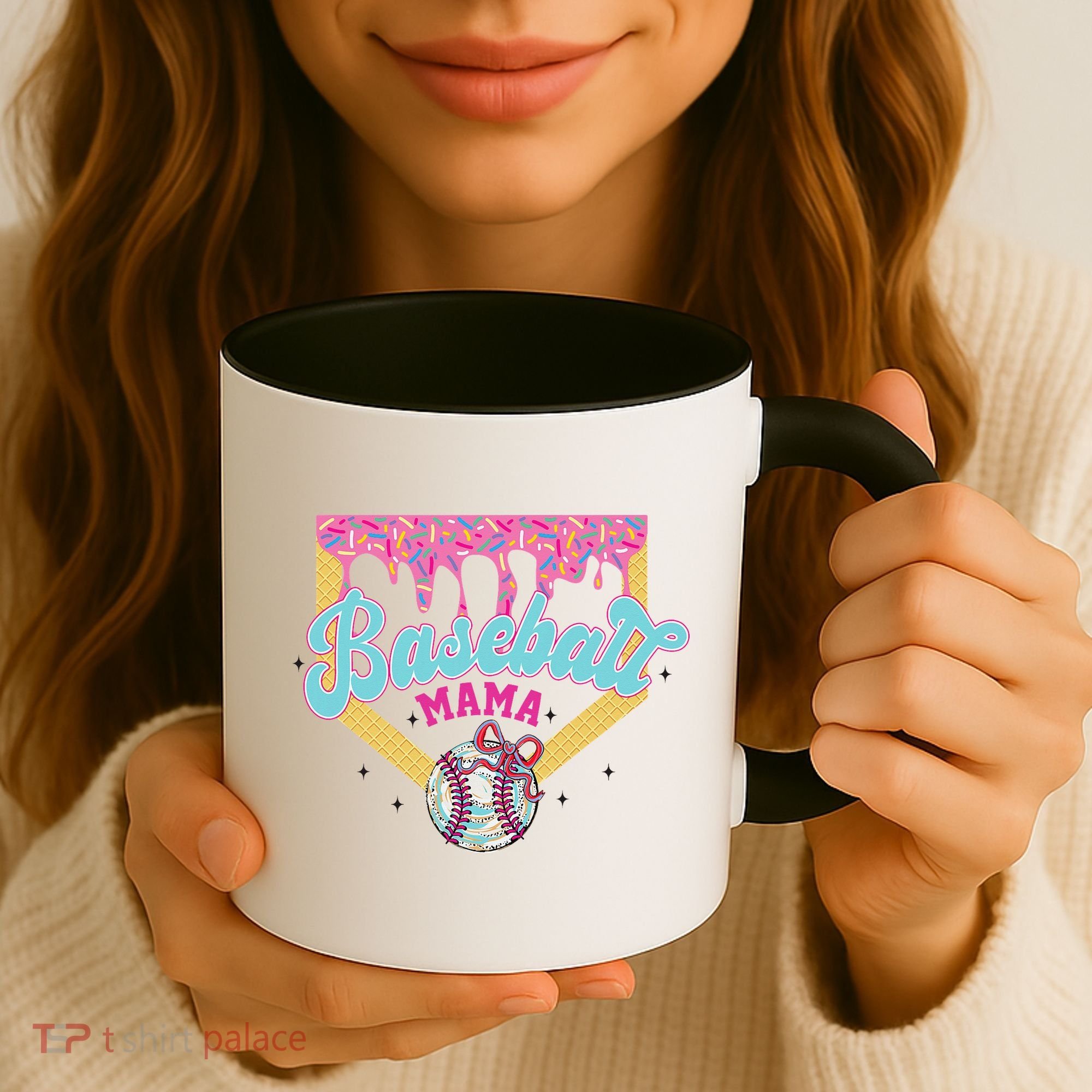 Baseball Drip Mama Ice Cream Drip Baseball Mom Coffee Mug