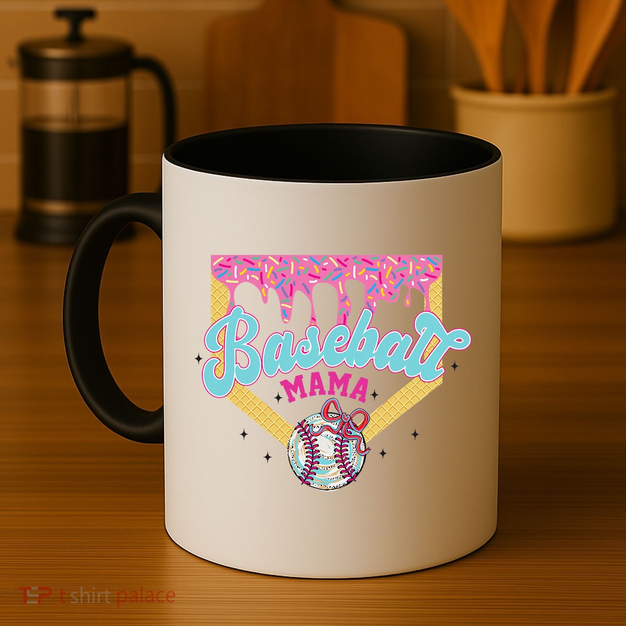 Baseball Drip Mama Ice Cream Drip Baseball Mom Coffee Mug